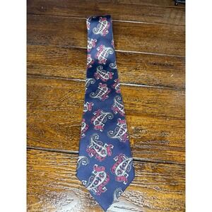 Christian Dior Necktie Mens Silk Navy Blue Red Paisley Formal Career